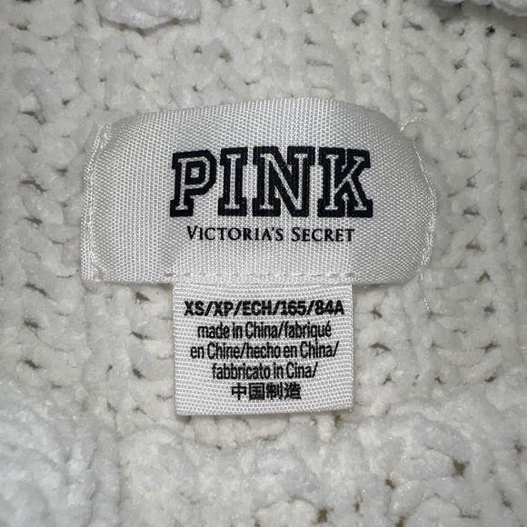 Victoria Secret Knit Sweater Pullover White Logo Mock Turtleneck Size XSmall - Picture 6 of 8